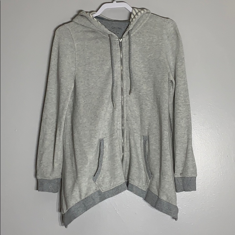 Calvin Klein Performance Burn Out Zip Up Hoodie Sweatshirt small grey